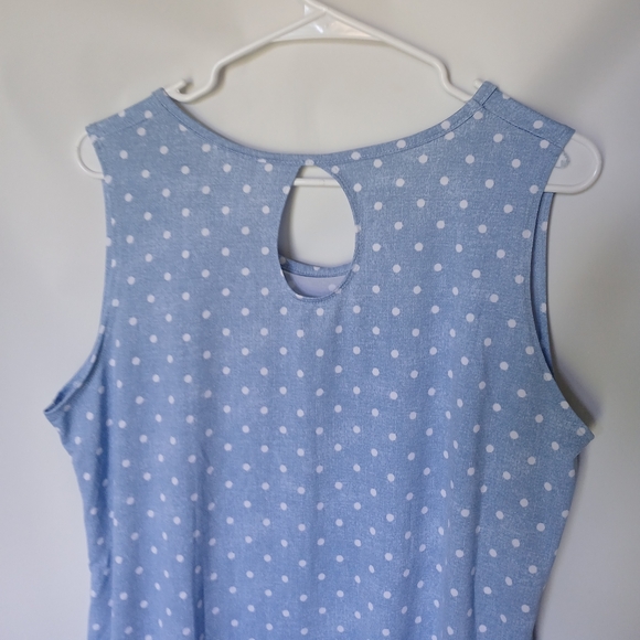 Star Vixen Womens Tank Top Size L 14/16 Color Blue with White Polka Dots - Picture 4 of 5
